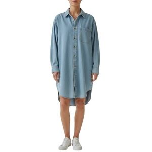 Poplar + Birch oversized denim button down shirt dress Sz M excellent condition
